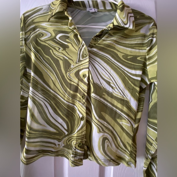 GARAGE - Mesh Button Up Long Sleeve Tee - Picture 2 of 8